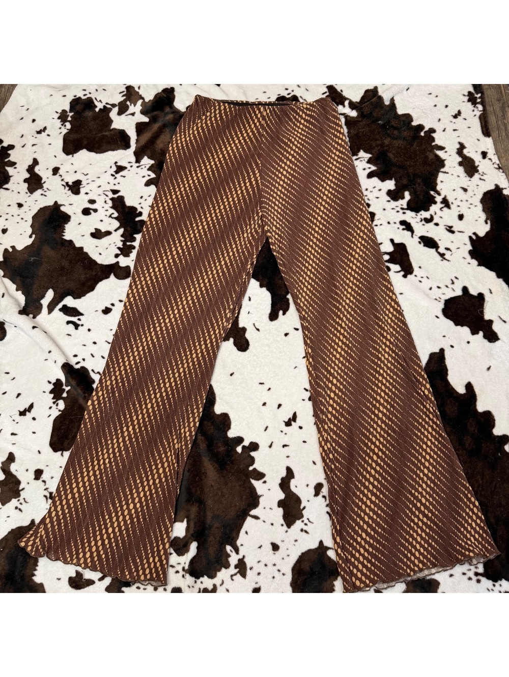 Urban Outfitters NWT Brown Printed Flare Pants Y2K Boho Medium - Picture 1 of 4